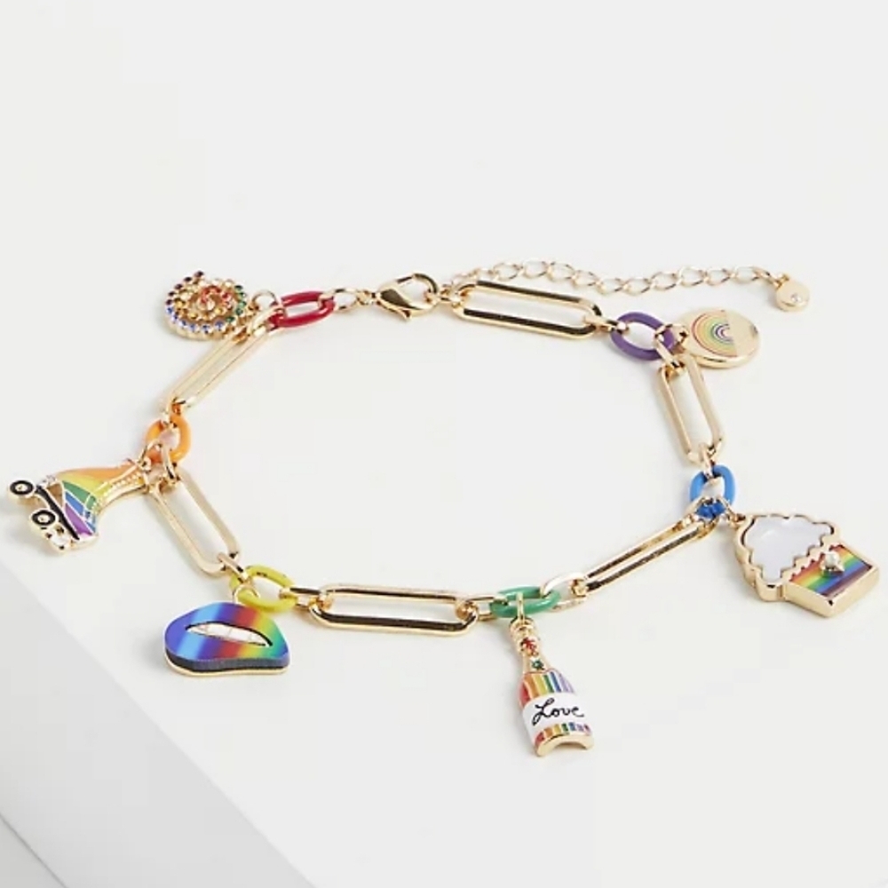 🆕️🌈🛼ALWAYS PROUD PRIDE CHARM BRACELET - GOLD TONE🛼🌈